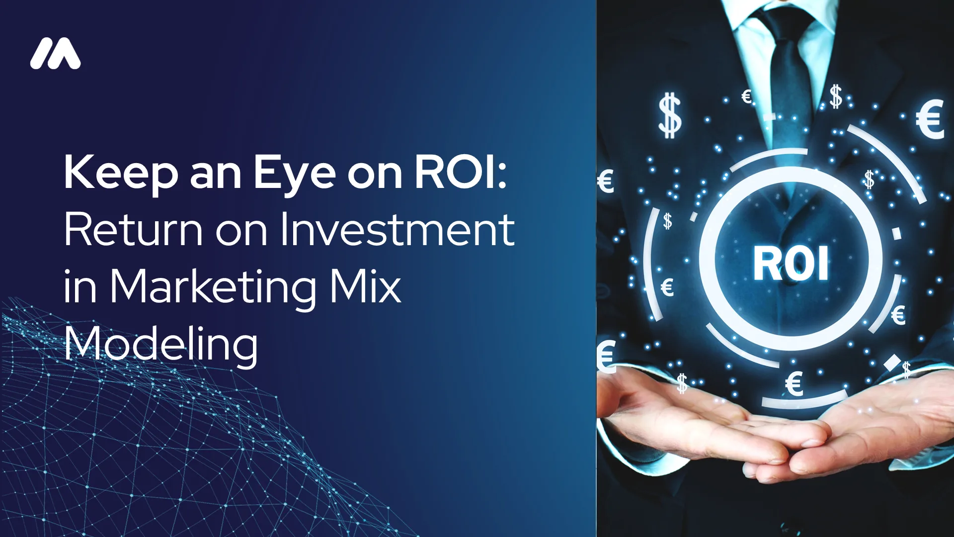 Cover graphic for "Keep an Eye on ROI: Return on Investment in Marketing Mix Modeling" showing a target icon symbolizing ROI tracking in MMM
