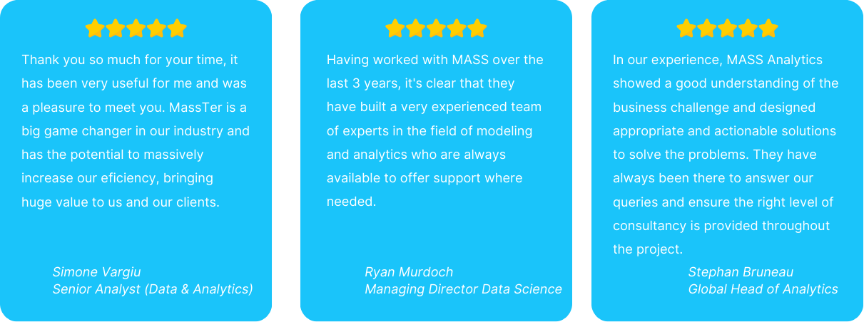 MASS Analytics' client testimonials 