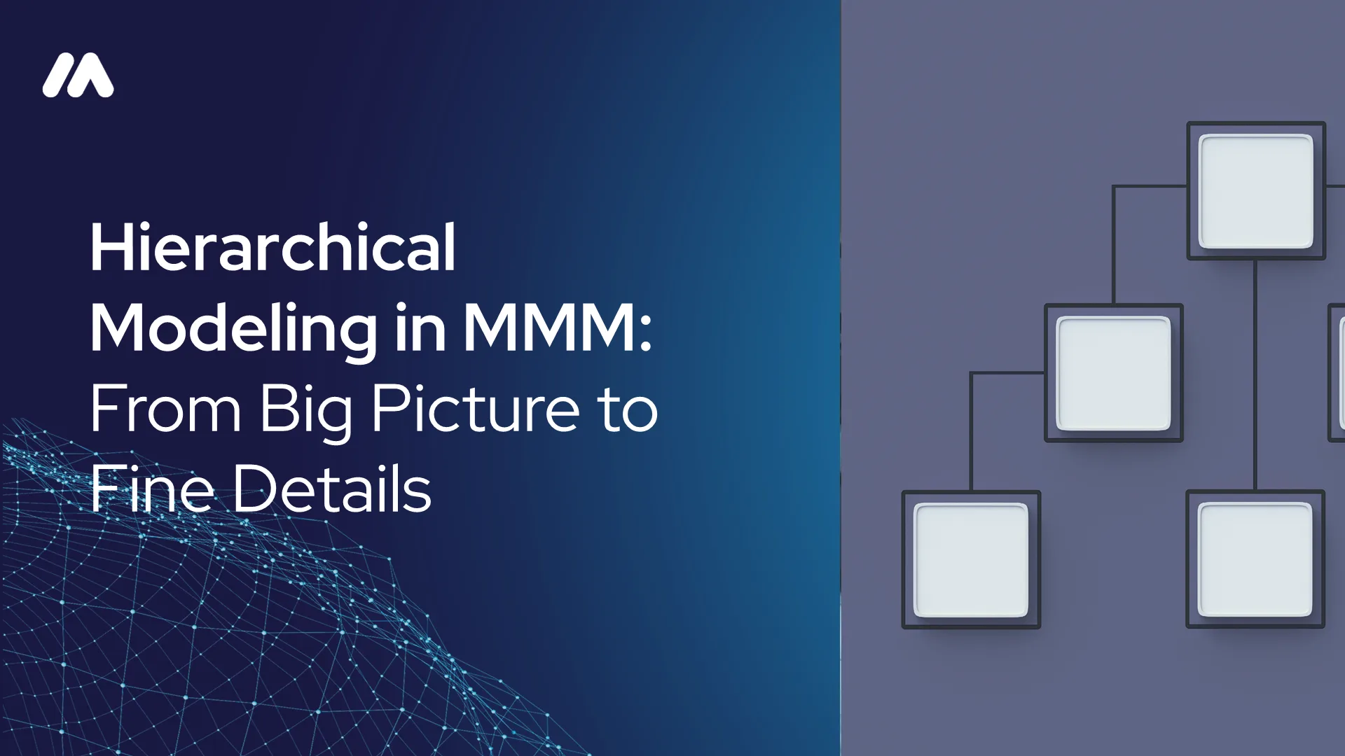 Diagram showing hierarchical modeling in Marketing Mix Modeling (MMM), with effects broken down from an overall model to region, store, and product-category levels