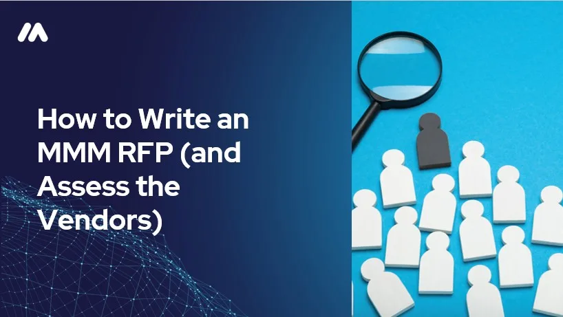 How to Write an MMM RFP (and Assess the Vendors) — MASS Analytics article graphic with vendor selection icons